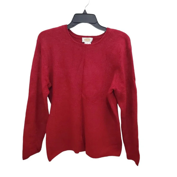 Talbots Women's Vintage Red Nylon Blend Plush Knit Crew Neck Sweater Size‎ XL